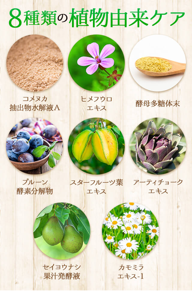 8種類の植物由来ケア