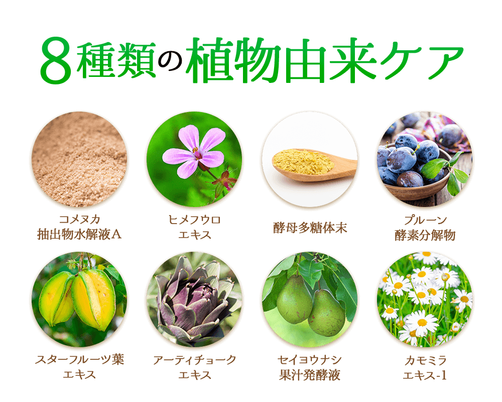 8種類の植物由来ケア
